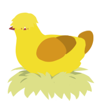 Rubber Duck, a yellow and ochre chicken
