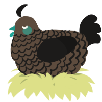 A bark and sable chicken with a lace pattern