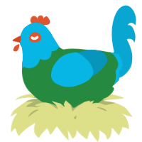 A viridian and cerulean chicken with a head pattern