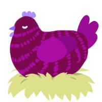 PURPLEGUY, a wine and plum chicken with a bar pattern