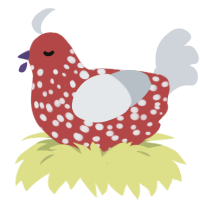 expired ketchup, a red and mist chicken with a speckle pattern