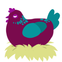 (unnamed), a wine and teal chicken with a neck-speckle pattern