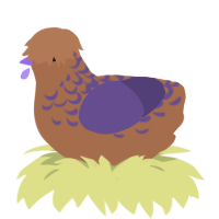 dusty turd, a brown and overcast chicken with a half-lace pattern