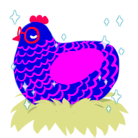 A navy and orchid chicken with a lace pattern