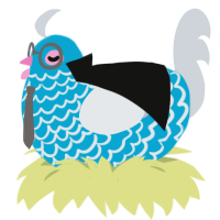 Chicken in a Suit, a cerulean and mist chicken with a lace pattern