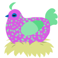 A orchid and spring chicken with a speckle pattern