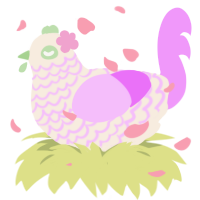 如月, a cream and lavender chicken with a lace pattern