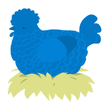 A sapphire chicken with a lace pattern