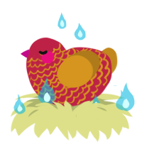 小龙, a crimson and ochre chicken with a lace pattern