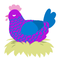 A amethyst and sapphire chicken with a lace pattern