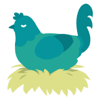 Prismarine, a turquoise and teal chicken with a head pattern
