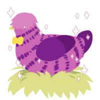 A orchid and violet chicken with a bar pattern