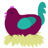 A wine and turquoise chicken
