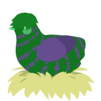 Emo Joker, a leaf and overcast chicken with a bar pattern