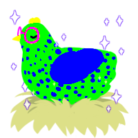 A amethyst and lemon chicken with a speckle pattern