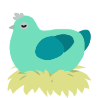 A mint and teal chicken