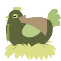 Detective Aaron, a olive and grass chicken