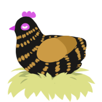 A sable and gold chicken with a bar pattern