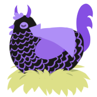 A sable and blurple chicken with a lace pattern