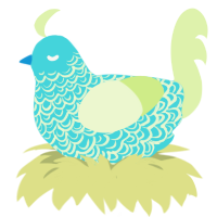 Flick, a aqua and apple chicken with a double-lace pattern