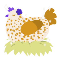 A cream and ochre chicken with a speckle pattern