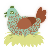 sewage, a aqua and red chicken with a double-lace pattern