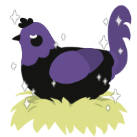 A black and overcast chicken with a head pattern
