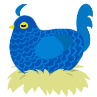 OH LWM, a ultramarine and sapphire chicken with a lace pattern