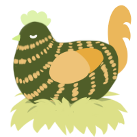 A olive and honey chicken with a bar pattern