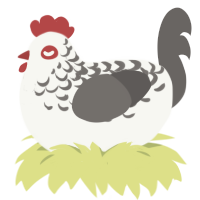 The Originator, a white and grey chicken with a half-lace pattern