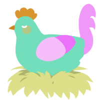 A mint and lavender chicken