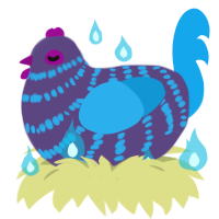 Plum, a overcast and sky chicken with a bar pattern