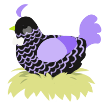 Zaggle, a sable and lilac chicken with a lace pattern