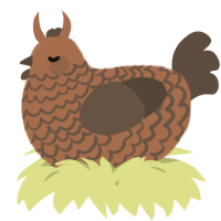 A brown and bark chicken with a lace pattern