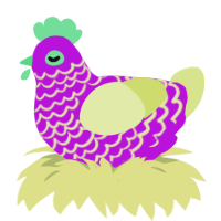 neon dragonfruit, a amethyst and lemon chicken with a lace pattern