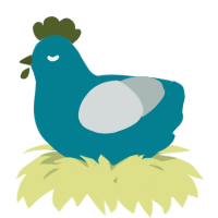 A sea and silver chicken