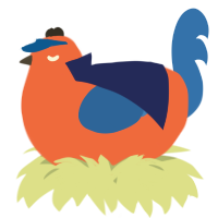 A cerulean and orange chicken
