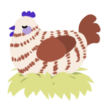 A cream and russet chicken with a bar pattern