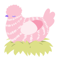 A rose chicken with a bar pattern