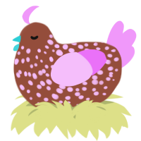 A russet and lavender chicken with a speckle pattern