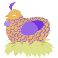 A honey and blurple chicken with a lace pattern