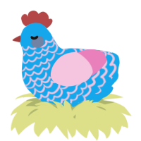 A sky and pink chicken with a lace pattern