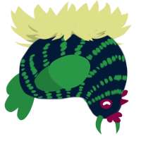Vinny, a tumblr and viridian chicken with a bar pattern