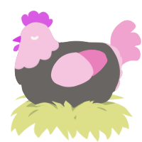 A grey and pink chicken with a head pattern