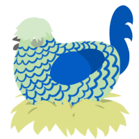A gluppy and ultramarine chicken with a lace pattern