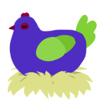 A indigo and grass chicken