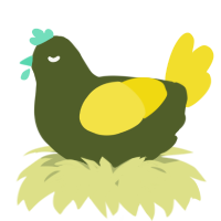 A olive and yellow chicken