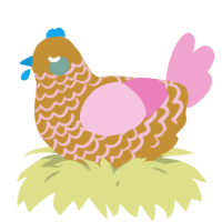 A gold and pink chicken with a lace pattern