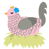 A rose and ash chicken with a lace pattern