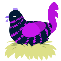 A tumblr and amethyst chicken with a bar pattern